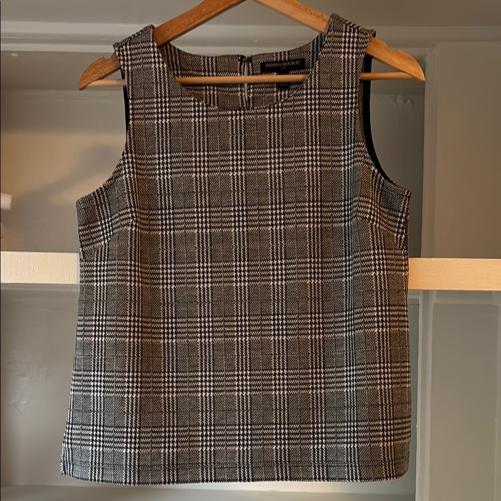 NWOT Banana Republic plaid top Small petite preppy Crop Boxy Career Workwear
